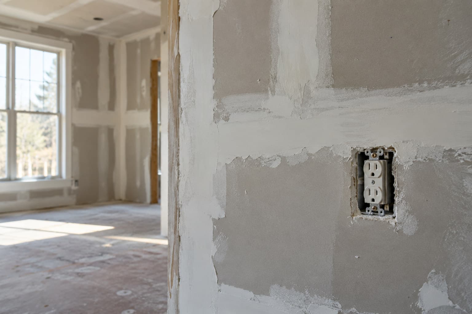 A home renovation in progress showing unfinished drywall and electrical work typical of a contractor dispute